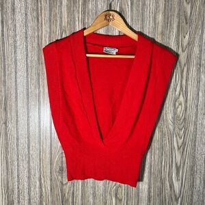 Vintage 80’s Alberoy Wool Angora Cropped Preppy Red Sweater Vest